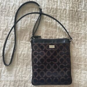 Coach Signature Black and Brown Crossbody Bag